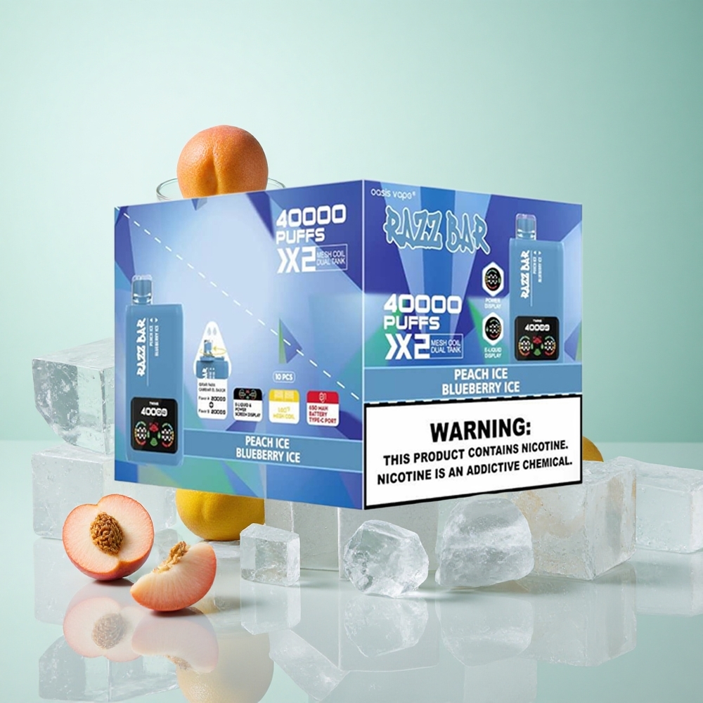 Barackjég_Kékáfonyajég Razz Bar 40000 Puffs Eldobható vape Típus-C Csatlakozó 650 Mah Akkumulátor 1.0Ohm 2 Mesh Coil