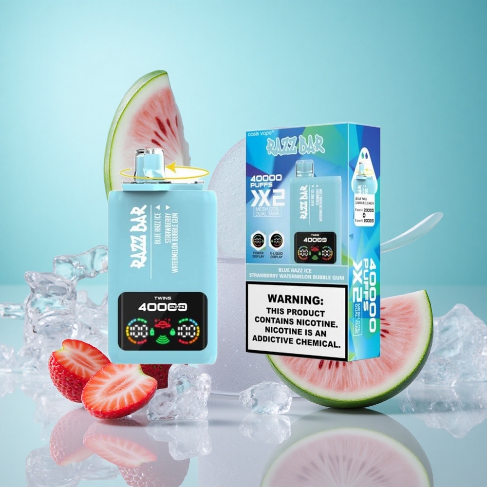 Kék Málna Jég-Eper Dinnye Buborék Rágy Razz Bar 40000 Puffs Eldobható vape 1.0 Ohm 2 Hálós Tekercs 650 Mah Akkumulátor Type-C Port