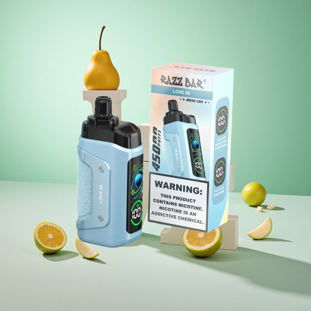 Málna-Love 66 Razz Bar 45000 Puffs Egyszerhasználatos Vape 1.0 Ohm Mesh Tekercs 20 mg/ml Nikotinerősség