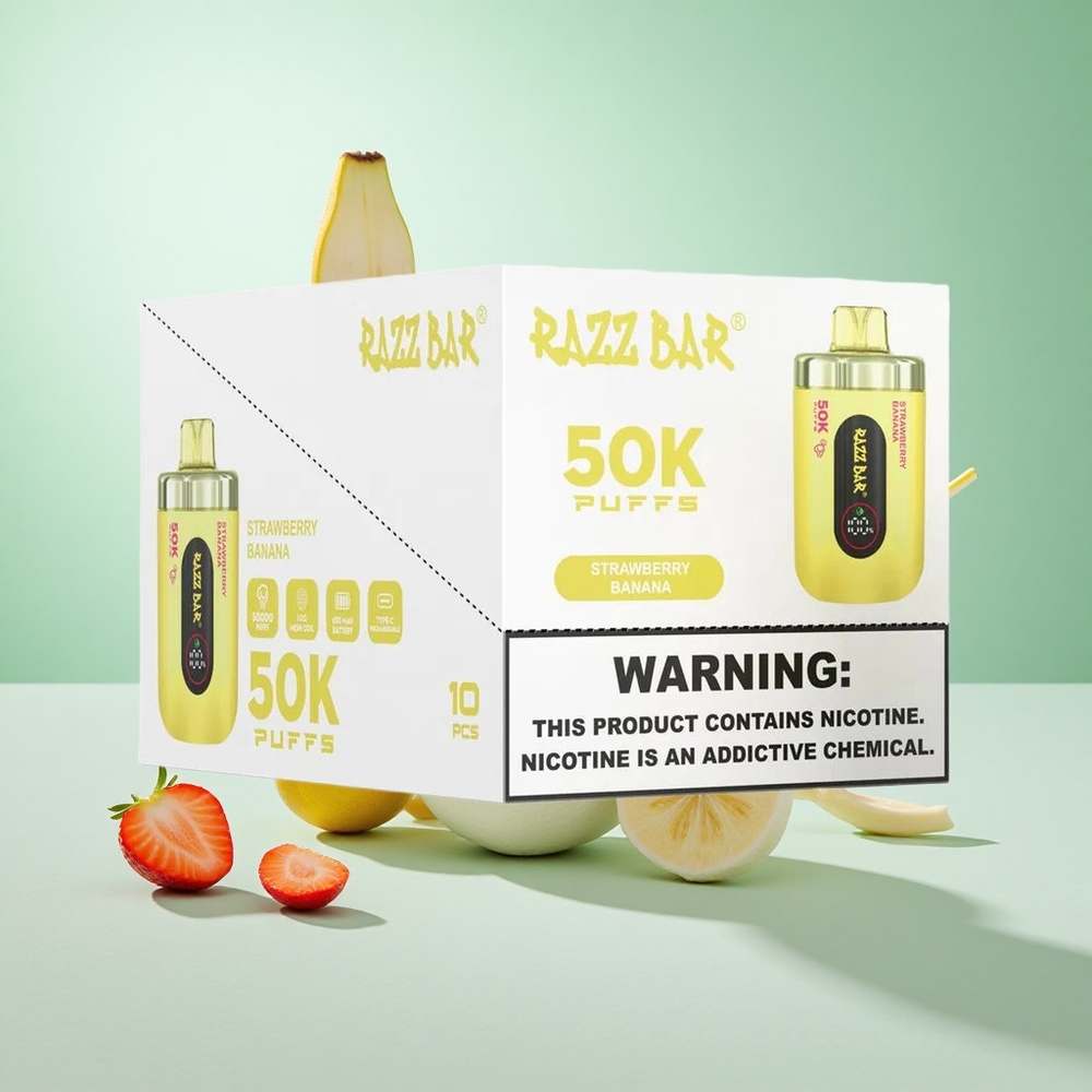 Eper Banán Razz Bar 50 000 Puffs Eldobható vape 1,0 Ohm Mesh Coil 650 Mah Akkumulátor