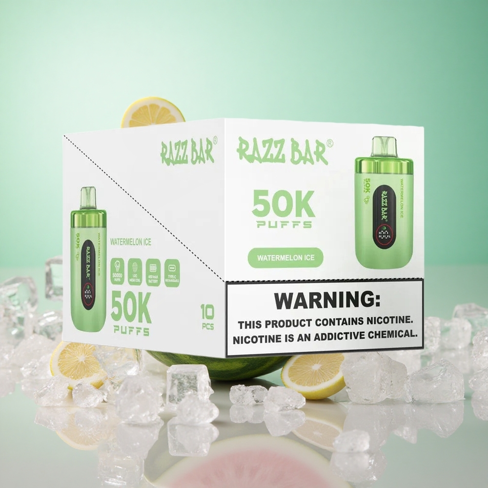 Görögdinnye Jég Razz Bar 50K Puffs Eldobható Vape 50000 Puffs és 1,0 ohmos hálós tekercs