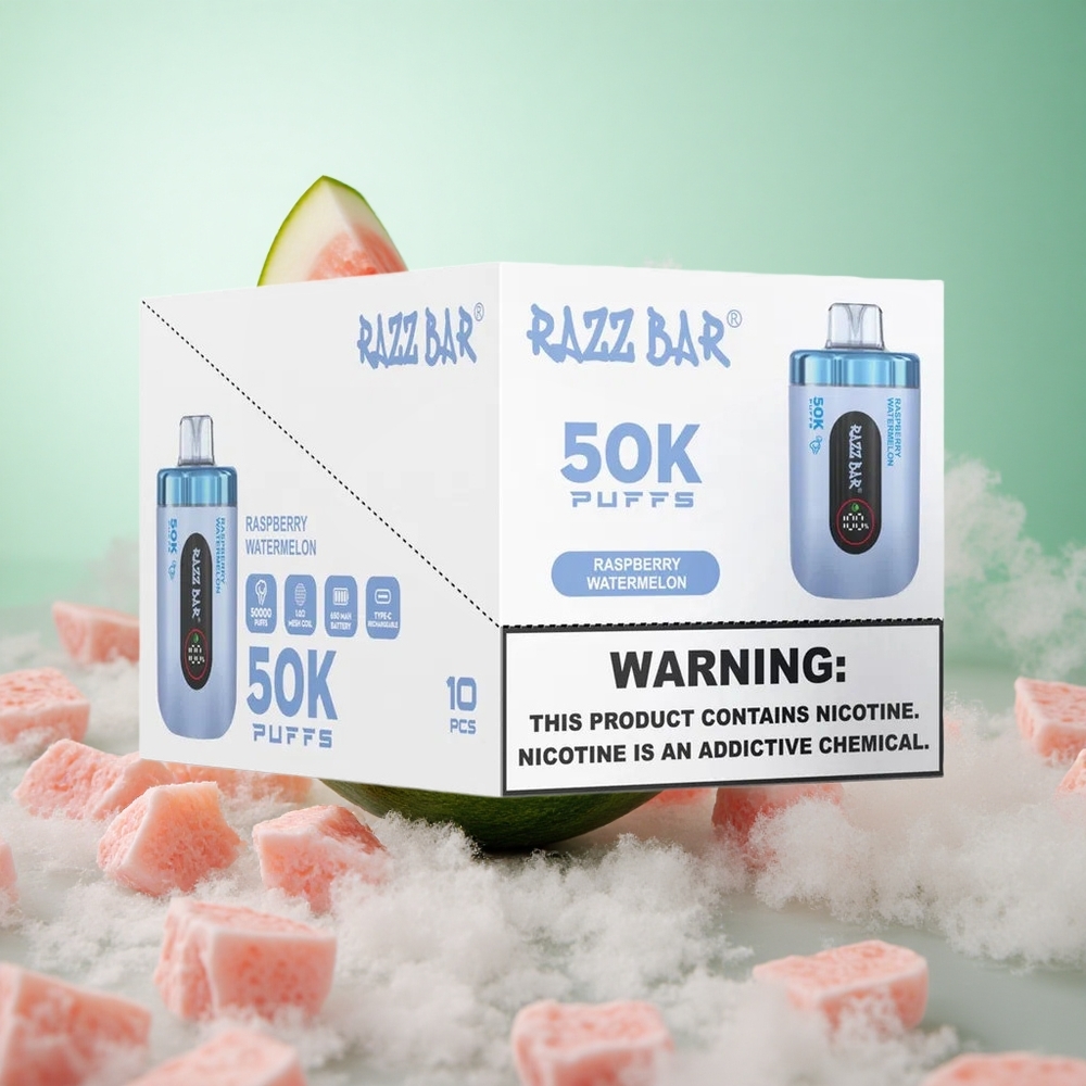 Málna Görögdinnye Razz Bar 50 000 Puffs Eldobható vape 1,0 ohmos hálós tekercs 650 Mah Battery