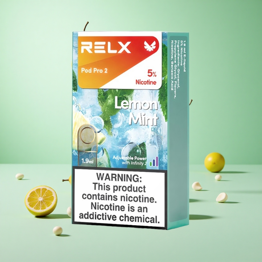 Citrom Menta Relx Pod Pro 2 600 Puffs Nikotintartalom: 5%, Pára kapacitás: 1.9ml