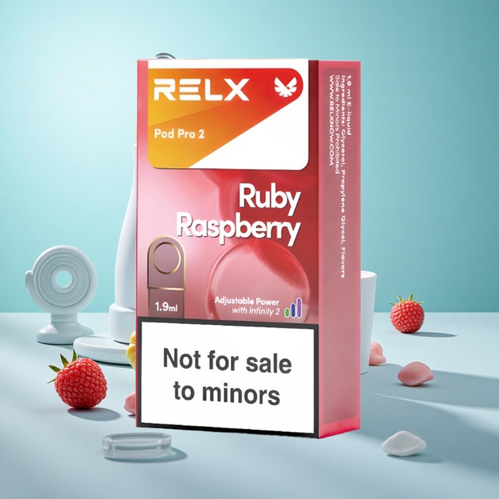 Kék Málna Relx Pod Pro 2 600 Puffs 1,9ml e-légy tartály Nikotinszint: 0%