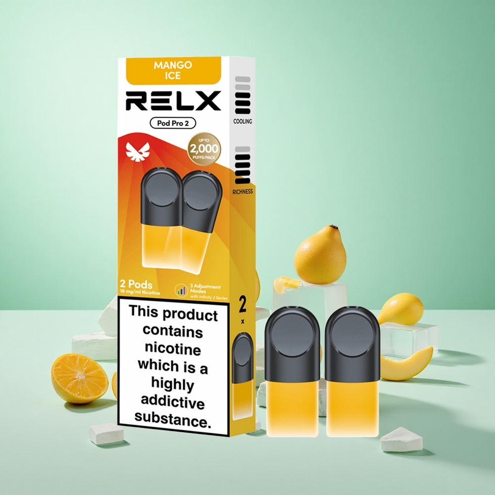 Mango Jég Relx Pod Pro 2 600 Puffs Nikotintartalom:1,8%, Löketkapacitás: 1,9ml