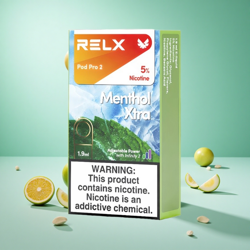 Mentol Xtra Relx Pod Pro 2 600 Puffs Nikotintartalom: 5%, Gőzkapacitás: 1,9ml