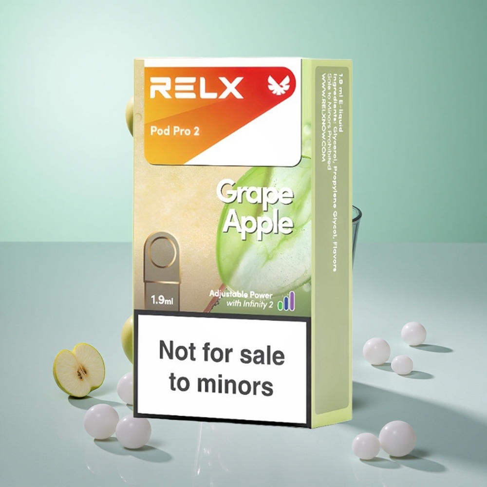 Szőlő Alma Relx Pod Pro 2 600 Puffs 1,9ml e-légy Nikotinszint: 0%