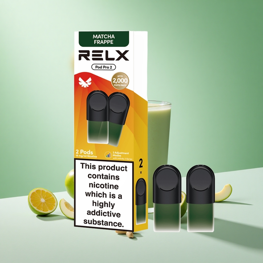 Tea-Matcha Frappe Tea Relx Pod Pro 2 600 Puffs 1,8% nikotintartalom, 1,9ml e-légy kapacitás