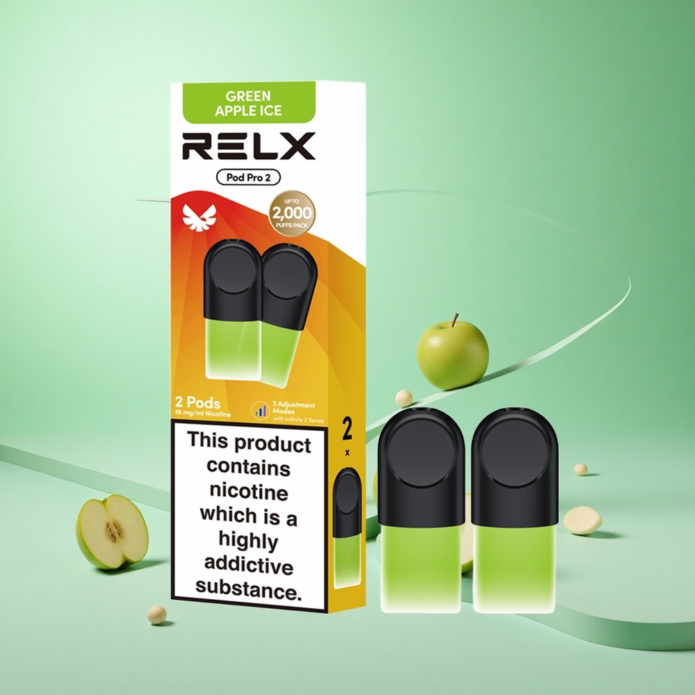 Zöldalma Jég Relx Pod Pro 2 600 Puffs Nikotintartalom:1,8%, Löketkapacitás: 1,9ml