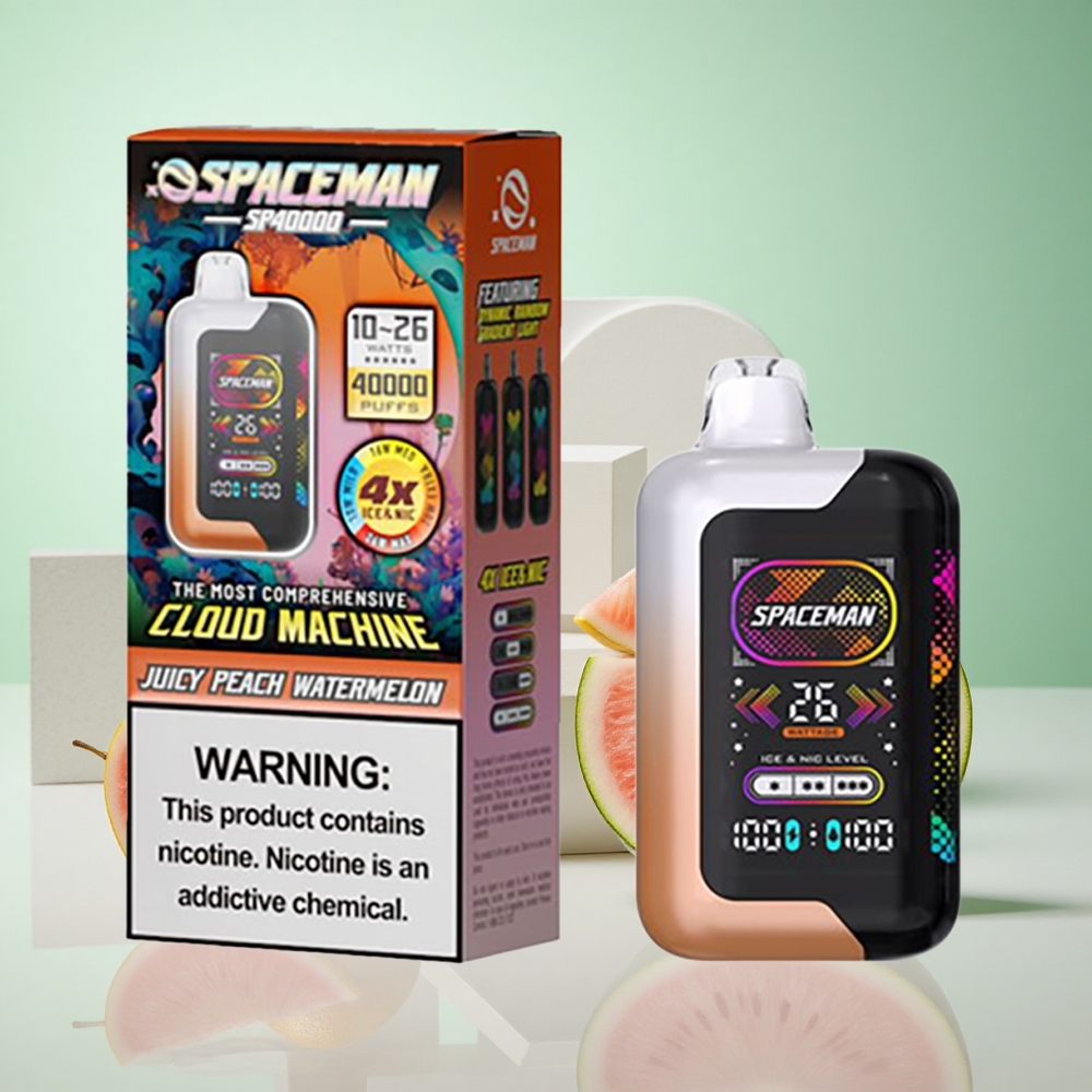 Lédús Őszibarack-Görögdinnye SMOK SPACEMAN SP40000 Eldobható E-cigaretta 40000 Puffs és 20ml e-légy